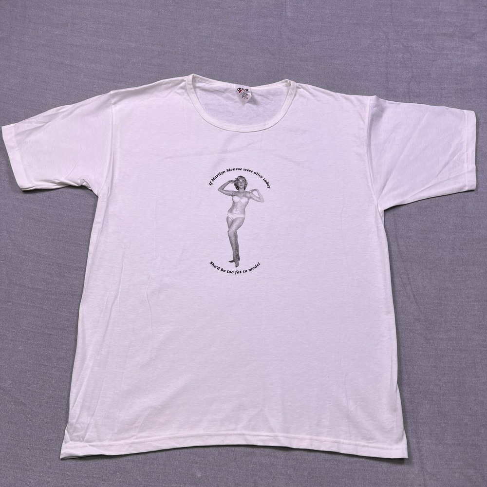 Anvil Marilyn Monroe Graphic Regular Short Sleeve T-Shirt Mens L White Cotton